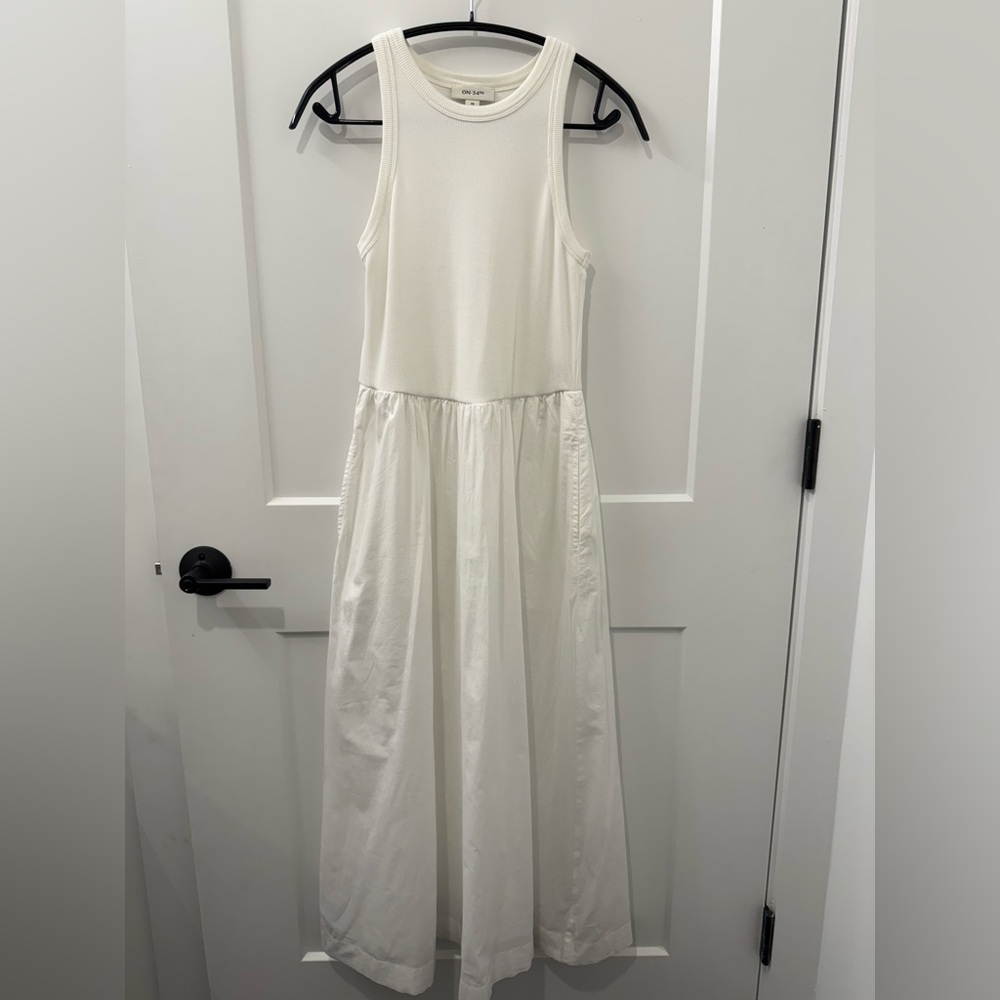 ON 34th White Spring Tank Midi Dress